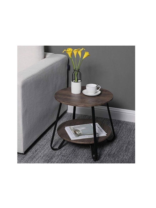 Round Wooden Side Table Brown L46xW46xH45cm