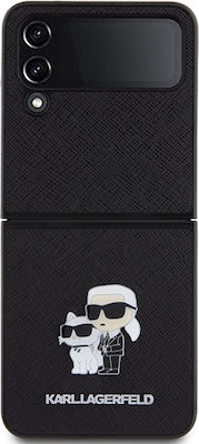 Karl Lagerfeld Saffiano Karl&Choupette Pin Back Cover Δερματίνης Ανθεκτικό Μαύρο (Galaxy Z Flip4)