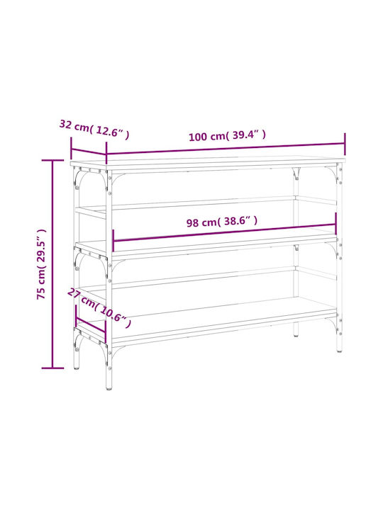Console Table Wood & Metal Grey Sonoma L100xW32xH75cm