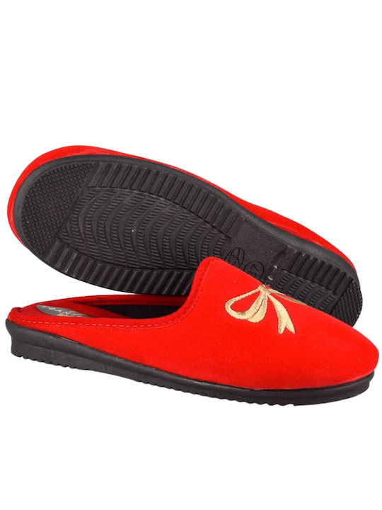 Yfantidis Winter Women's Slippers in Red color