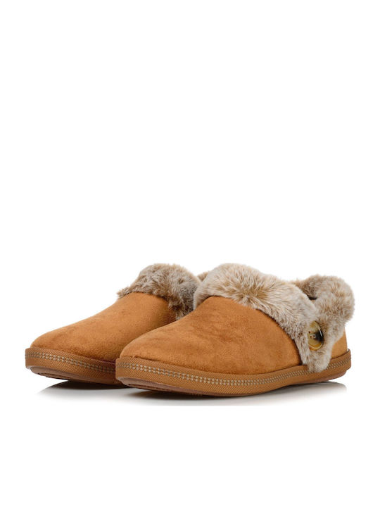 Cozy Campfirefresh Toast Papuci Închiși Pentru Femei Cu Blană Maro