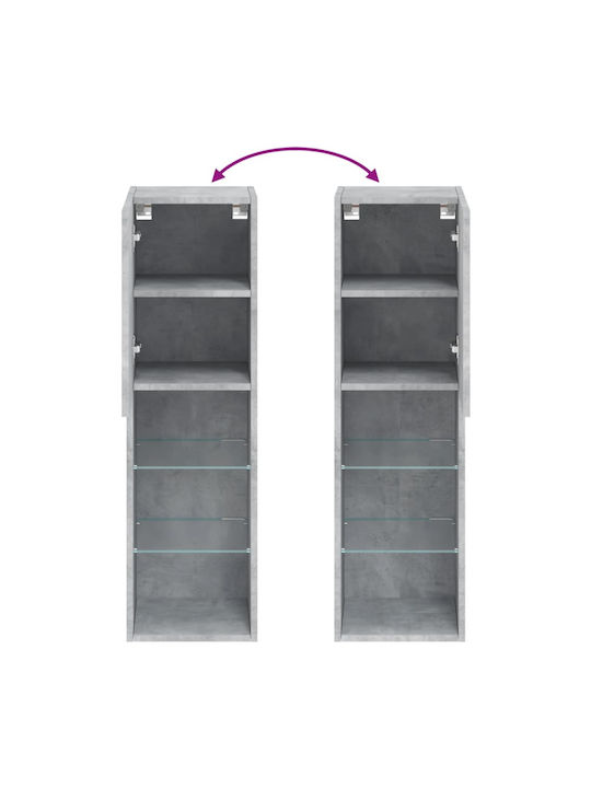 Hängendes Wohnzimmer Nischenschrank aus Spanplatte mit Beleuchtung Grau Beton 30.5x30x102cm