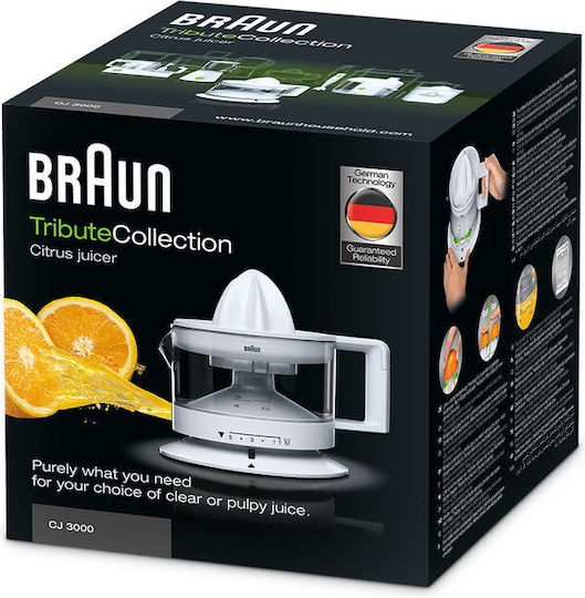 Braun CJ 3000 WH Elektrischer Entsafter 20W mit einer Kapazität von 350ml Weiß