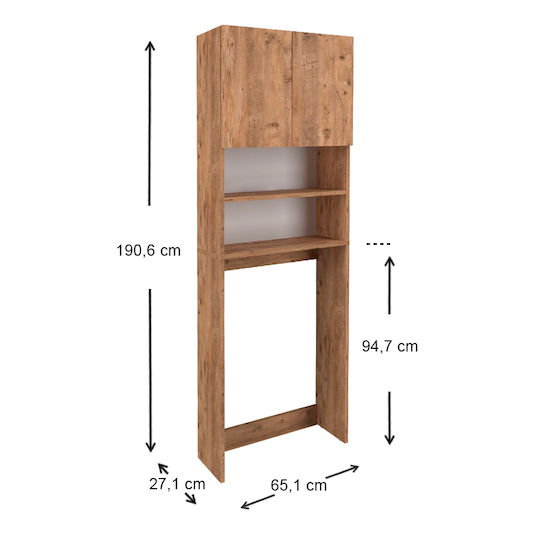 Megapap Ντουλάπι Μπάνιου Πλυντηρίου 65x27x190.6cm Δρυς
