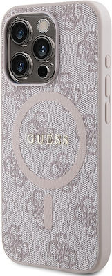 Guess 4g Collection Leather Metal Logo Magsafe Back Cover Πλαστικό Ροζ (iPhone 14 Pro)