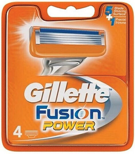 Gillette Fusion Power Λεπίδες Ανταλλακτικές Κεφαλές με 5 Λεπίδες & Λιπαντική Ταινία 4τμχ