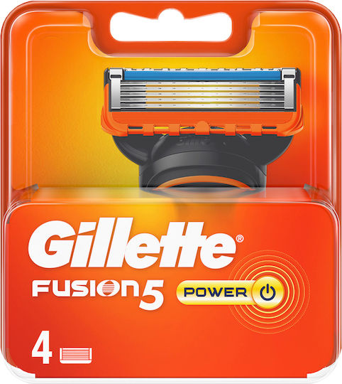 Gillette Fusion Power Λεπίδες Ανταλλακτικές Κεφαλές με 5 Λεπίδες & Λιπαντική Ταινία 4τμχ