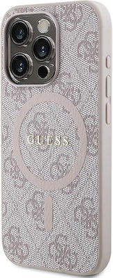 Guess 4g Collection Leather Metal Logo Magsafe Coperta din spate Plastic Roz (iPhone 13 Pro Max)