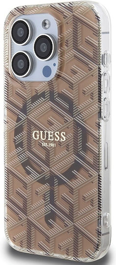 Guess Iml Gcube Magsafe Umschlag Rückseite Kunststoff Braun (iPhone 15 Pro)