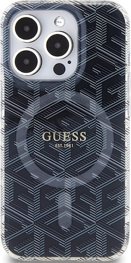 Guess Iml Gcube Magsafe Umschlag Rückseite Kunststoff Schwarz (iPhone 15 Pro Max)