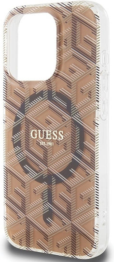 Guess Iml Gcube Magsafe Umschlag Rückseite Kunststoff Braun (iPhone 15 Pro)