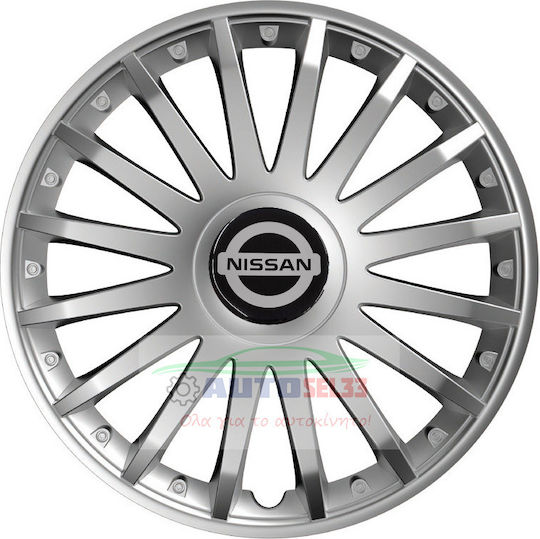 Versaco Car Hubcap Set Crystal with Nissan Emblem 15" 4pcs Silver