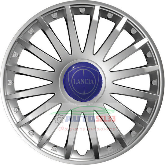 Versaco Car Hubcap Set Crystal with Lancia Emblem 15" 4pcs Silver