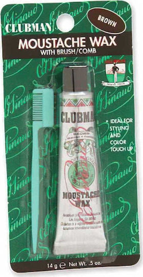Clubman Moustache Wax Brown Wax Beard & Moustache Grooming Set for Mustache 14gr