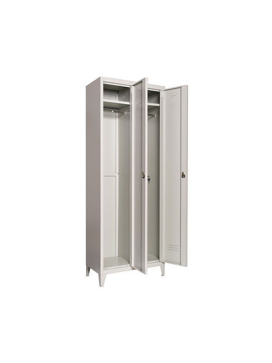 Dulap Metalic cu 2 Dulapuri Gri 66x36x180cm
