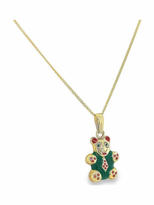 Xryseio Kids Pendant Teddy Bear Made of 14K Gold