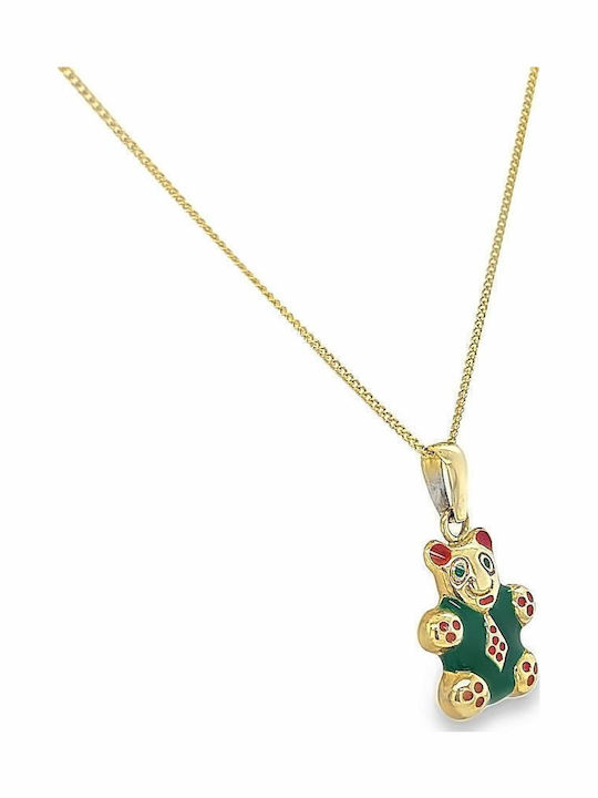 Xryseio Kids Pendant Teddy Bear Made of 14K Gold