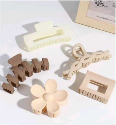 Hair Clip with Flower Beige 1pcs