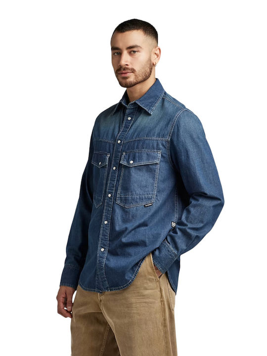 G-Star Raw Herrenhemd Langärmelig Blau