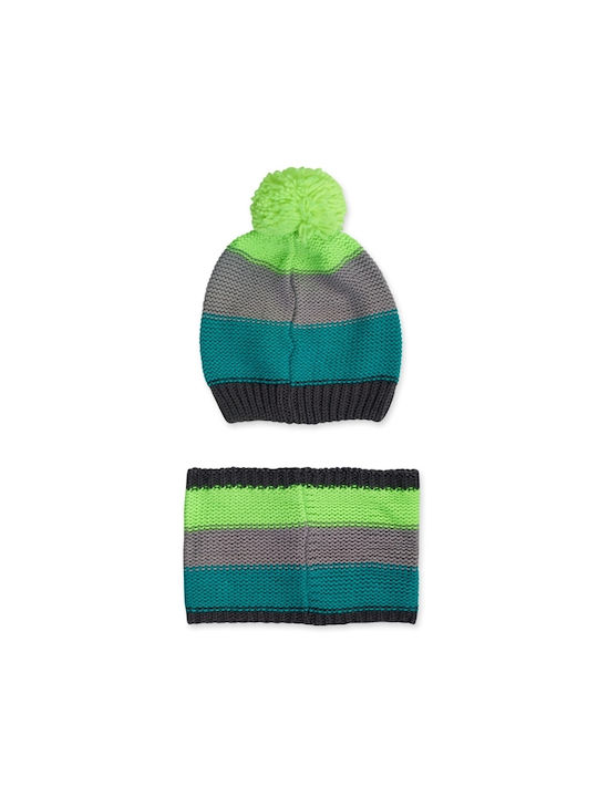 Tuc Tuc Kids Beanie Set with Scarf Knitted Multicolour