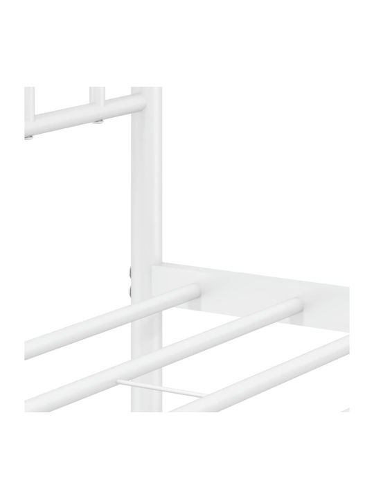 King Size Metal Bed White with Slats for Mattress 193x203cm