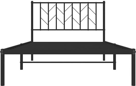 Halbgröße Metallbett Schwarz mit Lattenrost für Matratze 107x203cm
