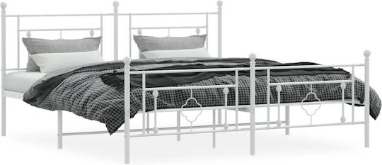 King Size Metallbett Weiß mit Lattenrost für Matratze 183x213cm