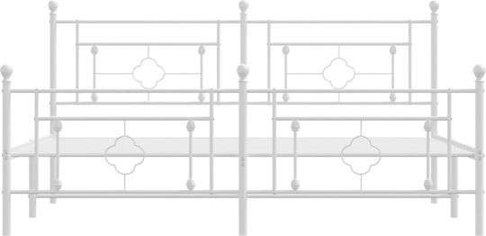 King Size Metallbett Weiß mit Lattenrost für Matratze 183x213cm