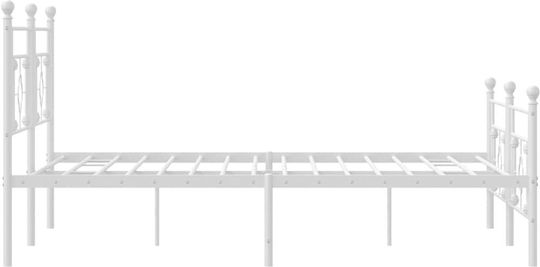 King Size Metallbett Weiß mit Lattenrost für Matratze 183x213cm