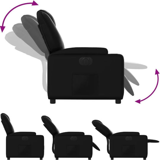Relax Armchair with Footstool from Leatherette Black 74x88x97cm