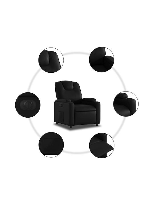 Relax Armchair with Footstool from Leatherette Black 74x88x97cm
