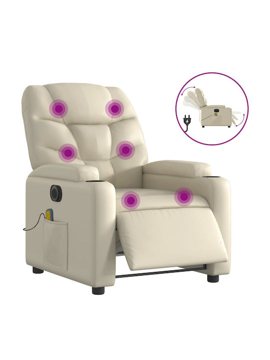 Relaxsessel Friseurwaschbecken mit Fußhocker aus Kunstleder Cream 74x89x100cm