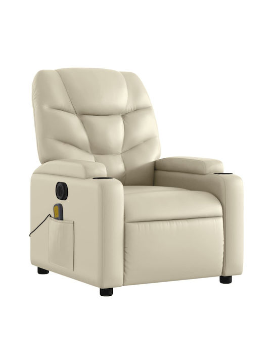 Relaxsessel Friseurwaschbecken mit Fußhocker aus Kunstleder Cream 74x89x100cm