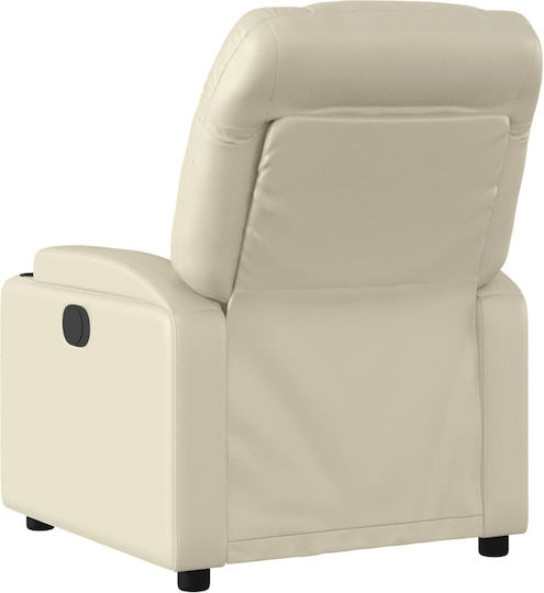 Πολυθρόνα Relax Massage με Υποπόδιο από Δερματίνη Κρεμ 74x89x100cm