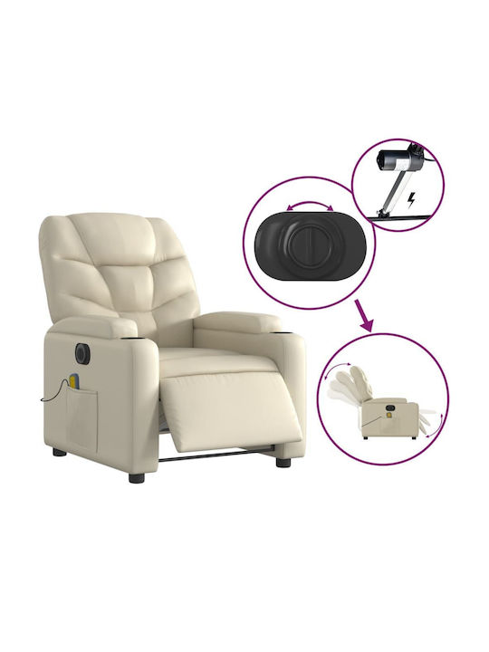 Relaxsessel Friseurwaschbecken mit Fußhocker aus Kunstleder Cream 74x89x100cm