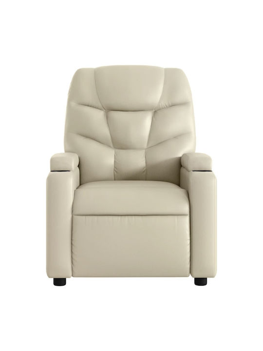Relaxsessel Friseurwaschbecken mit Fußhocker aus Kunstleder Cream 74x89x100cm