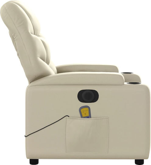 Πολυθρόνα Relax Massage με Υποπόδιο από Δερματίνη Κρεμ 74x89x100cm