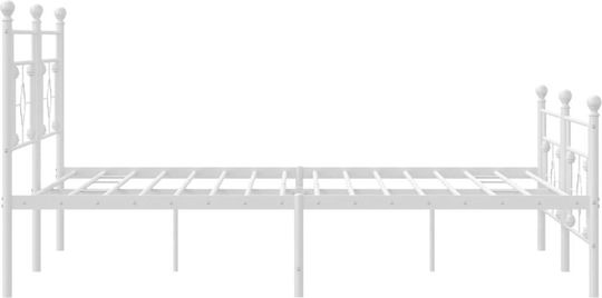 Bett King Size Metall White mit Latten für Matratze 193x203cm
