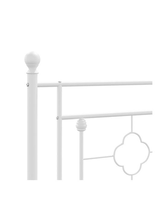 Bett King Size Metall White mit Latten für Matratze 193x203cm