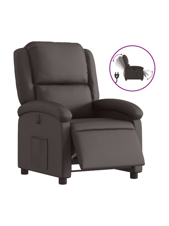 Fotoliu Relax cu Puf din Piele Naturală Maro închis 71x86.5x99.5cm