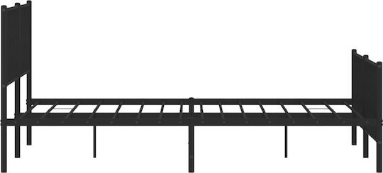 Κρεβάτι King Size Μεταλλικό Μαύρο με Τάβλες για Στρώμα 193x203cm