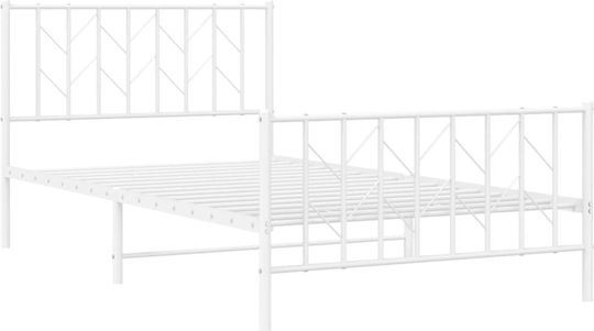 Pat Metalic Alb Cu Plăci Pentru Saltea 107x203cm