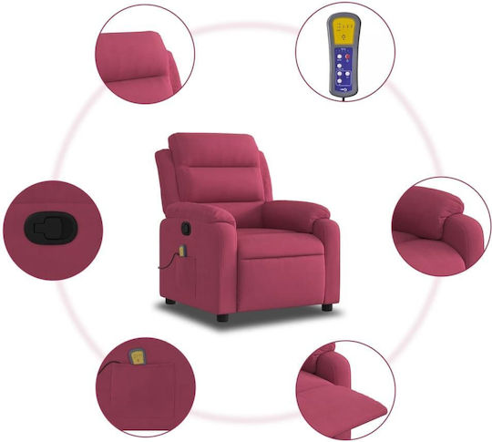 Relaxsessel Friseurwaschbecken mit Fußhocker Samt Bordeaux 75x92.5x100cm