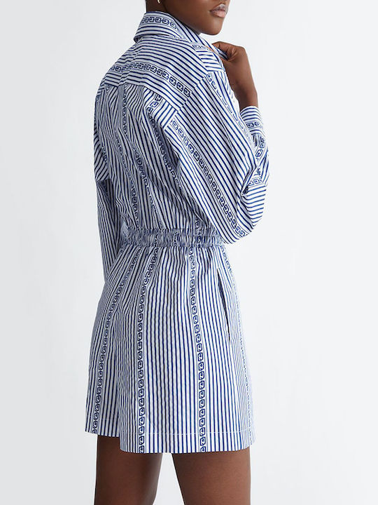 Damen Langärmelig Einteiler Shorts White