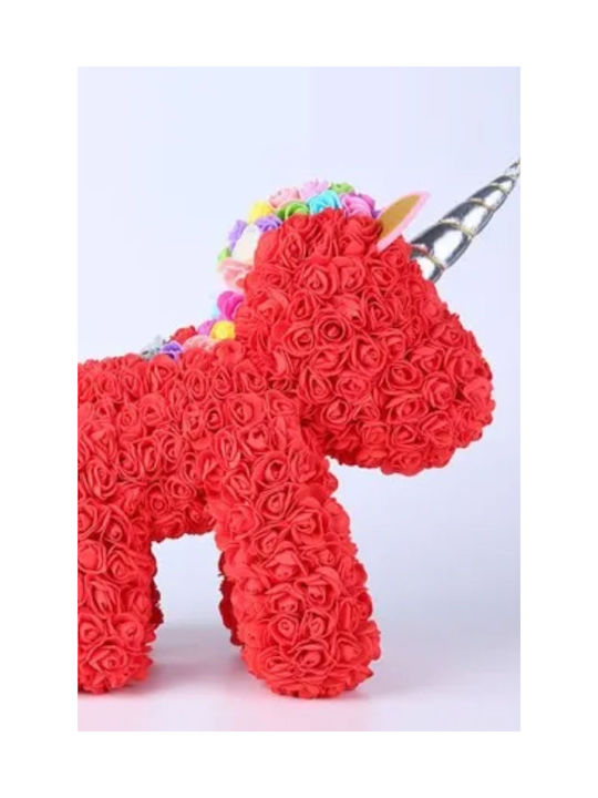 Unicorn of Artificial Roses Red 25cm in Box Tres Chic