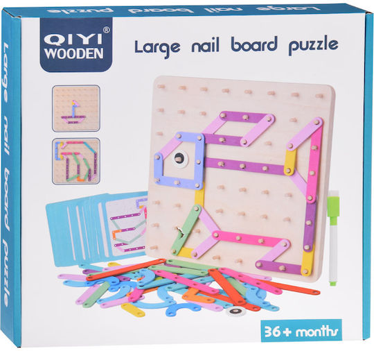 Παιχνίδι Κατασκευών Ξύλινo Large Nail Board για Παιδιά 3+ Ετών
