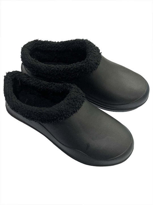 Ustyle Women's Clogs with Fur Black