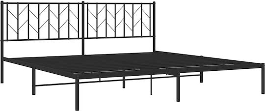 Метално Легло King Size Черно с Дъски за Матрак 193x203см