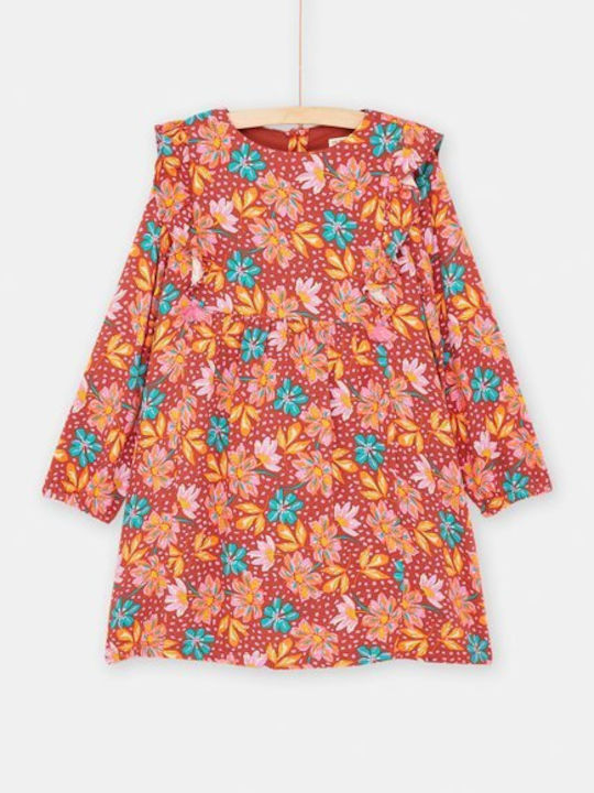 Dpam Kids Dress Floral Long Sleeve Multicolour Floral - Bordeaux