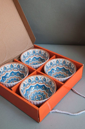 Quatro Orange Bowls Σετ 4 Μπωλ Σερβιρίσματος Πορτοκαλί Μπλε